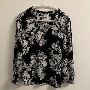 COUNTERPARTS Black and White Floral Blouse